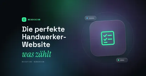 Titelbild mit dem Schriftzug Die perfekte Handwerker-Website und einem Checklisten-Piktogramm