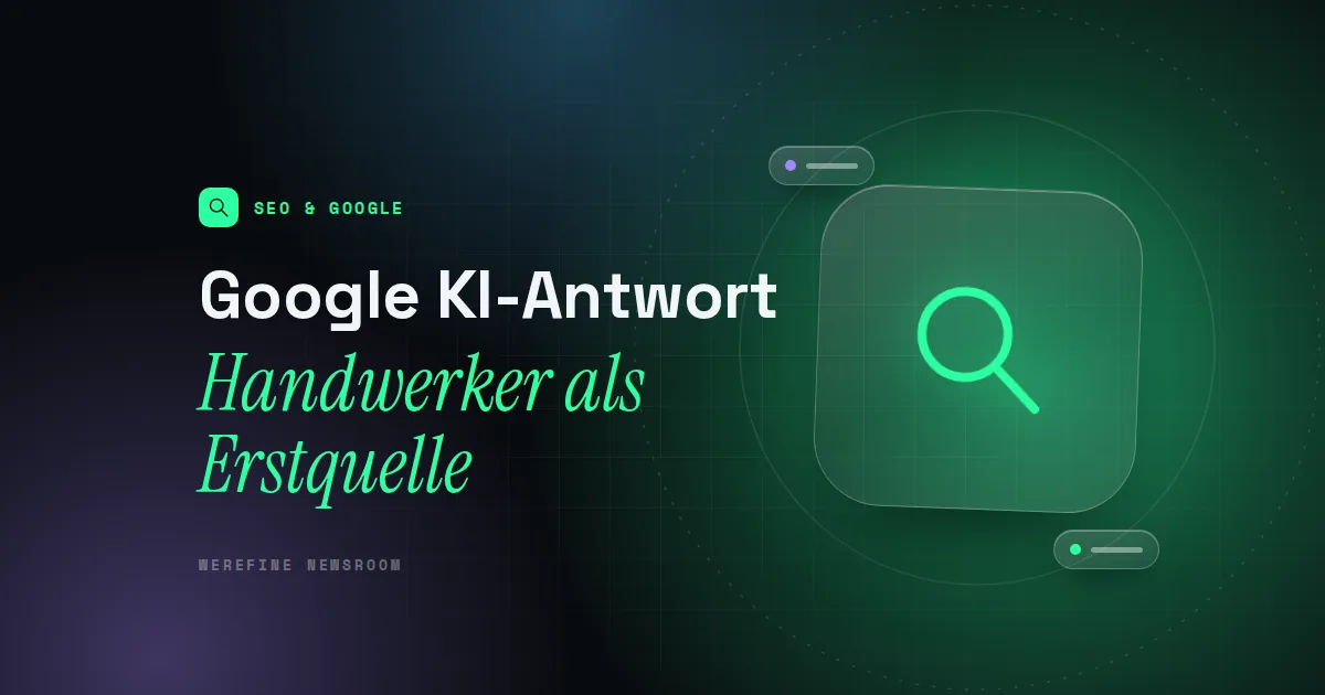 Titelbild mit dem Schriftzug Google KI-Antwort und einem Lupen-Piktogramm