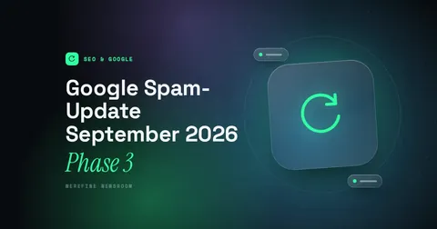 Titelbild mit dem Schriftzug Google Spam-Update September 2026 und einem Kreislauf-Piktogramm
