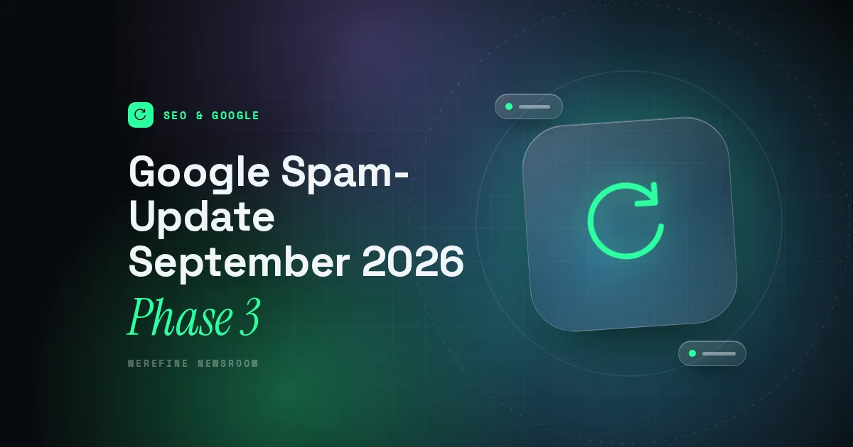 Titelbild mit dem Schriftzug Google Spam-Update September 2026 und einem Kreislauf-Piktogramm