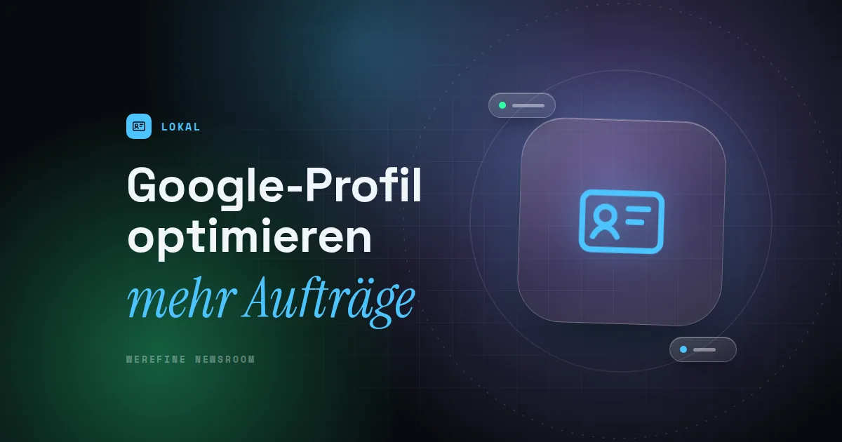 Titelbild mit dem Schriftzug Google-Profil optimieren und einem Profilkarten-Piktogramm