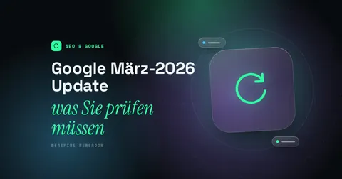 Titelbild mit dem Schriftzug Google März-2026 Update und einem Kreislauf-Piktogramm