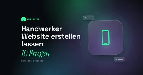 Titelbild mit dem Schriftzug Handwerker Website erstellen lassen und einem Smartphone-Piktogramm
