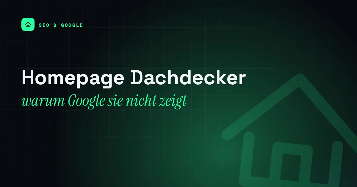 Titelbild mit dem Schriftzug Homepage Dachdecker und einem Dach-Piktogramm