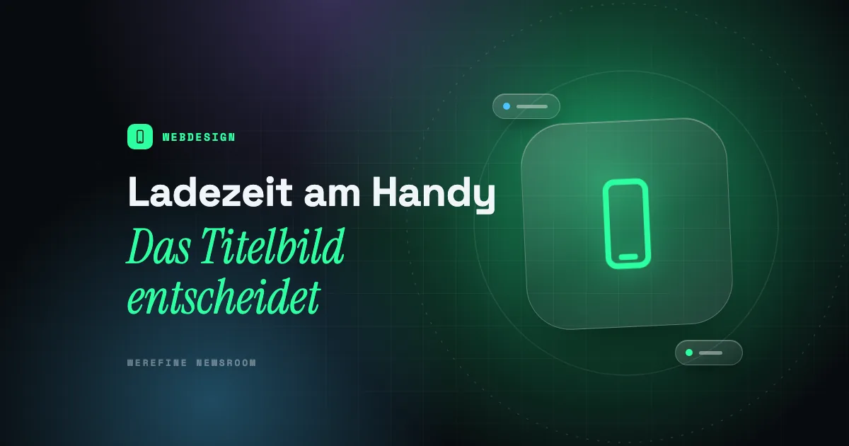 Titelbild mit dem Schriftzug Ladezeit am Handy und einem Smartphone-Piktogramm