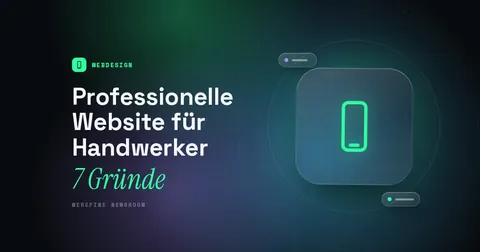 Titelbild mit dem Schriftzug Professionelle Website für Handwerker und einem Smartphone-Piktogramm