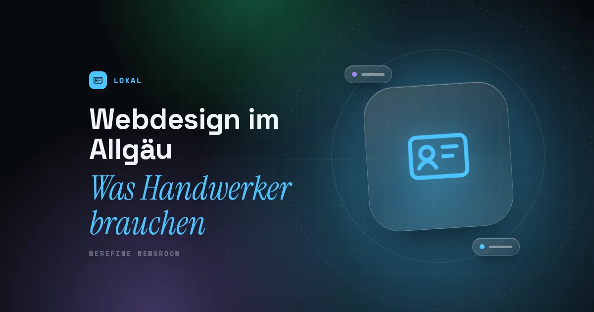Titelbild mit dem Schriftzug Webdesign im Allgäu und einem Profilkarten-Piktogramm