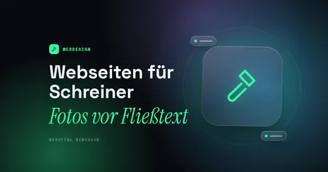 Titelbild mit dem Schriftzug Webseiten für Schreiner und einem Hammer-Piktogramm