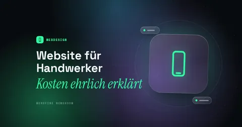 Titelbild mit dem Schriftzug Website für Handwerker und einem Smartphone-Piktogramm