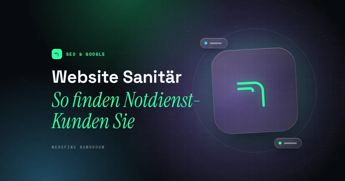 Titelbild mit dem Schriftzug Website Sanitär und einem Rohr-Piktogramm