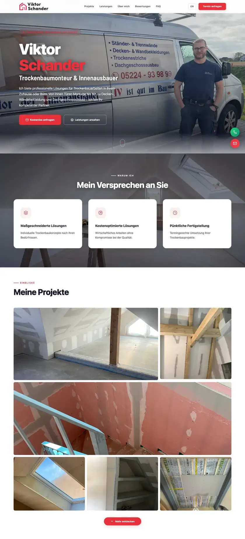 The first three sections of the Viktor Schander website